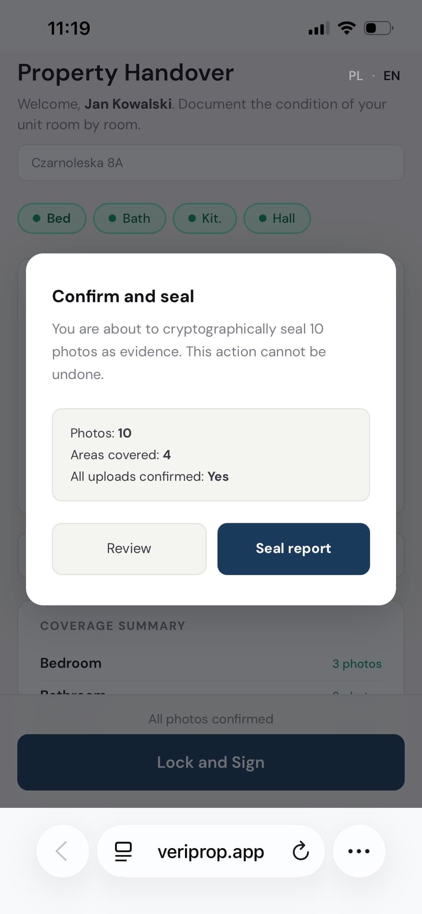 Confirm and seal